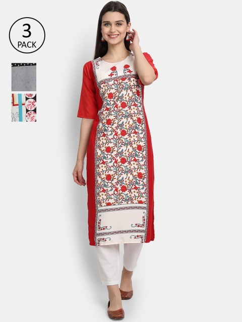 KALINI Women Multicoloured Floral Printed Keyhole Neck Thread Work Crepe Kurta, Multi
KALINI Women Multicoloured Floral Printed Keyhole Neck Thread Work Crepe Kurta, Multi