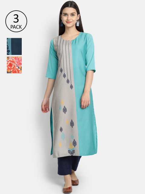 KALINI Women Multicoloured & silver gray Ethnic Motifs Printed Patchwork Crepe Kurta, Multi
KALINI Women Multicoloured & silver gray Ethnic Motifs Printed Patchwork Crepe Kurta, Multi