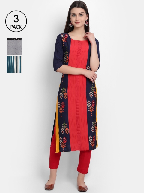 KALINI Women Multicoloured & jasper Ethnic Motifs Printed Thread Work Crepe Kurta, Multi
KALINI Women Multicoloured & jasper Ethnic Motifs Printed Thread Work Crepe Kurta, Multi