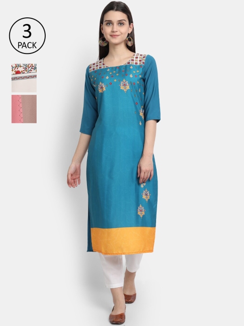 KALINI Women Multicoloured Floral Printed Keyhole Neck Thread Work Crepe Kurta, Multi
KALINI Women Multicoloured Floral Printed Keyhole Neck Thread Work Crepe Kurta, Multi