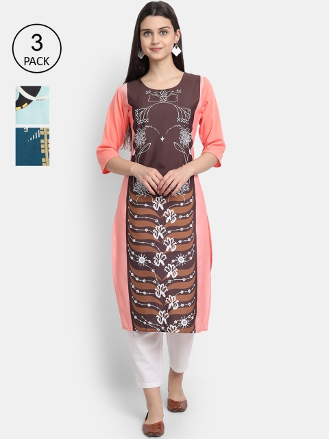 KALINI Women Multicoloured Geometric Striped Flared Sleeves Thread Work Crepe Kurta, Multi
KALINI Women Multicoloured Geometric Striped Flared Sleeves Thread Work Crepe Kurta, Multi