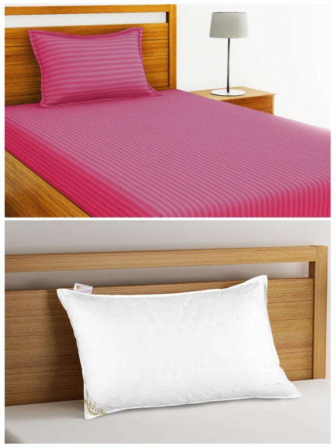 BIANCA Orthopedic Pillow and 210 TC Striped Single Bedsheet with 1 Pillow Cover, Pink
BIANCA Orthopedic Pillow and 210 TC Striped Single Bedsheet with 1 Pillow Cover, Pink
