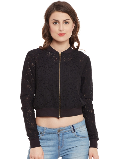 Kazo Women Black Lace Lightweight Jacket