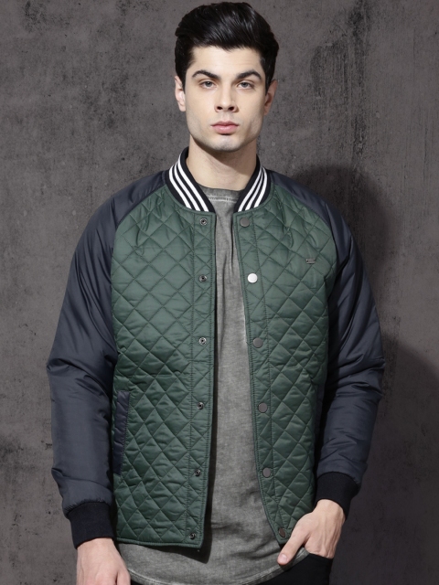 Roadster Men Green Quilted Jacket