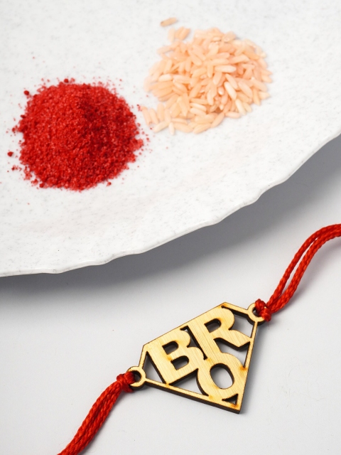 Ferosh Men Gold-Toned Bro Design Detailed Rakhi