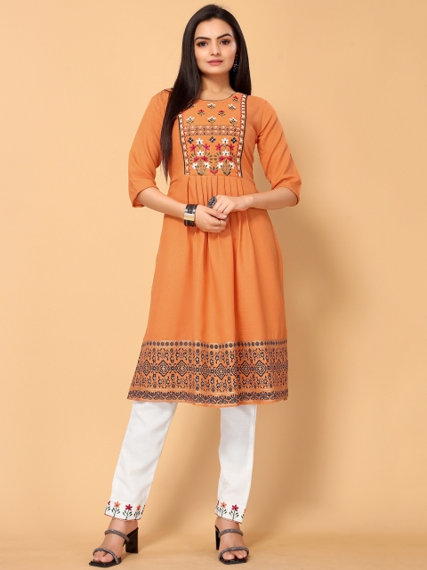 all about you Women Orange Ethnic Motifs Embroidered Pleated Thread Work Kurta with Trousers
all about you Women Orange Ethnic Motifs Embroidered Pleated Thread Work Kurta with Trousers
