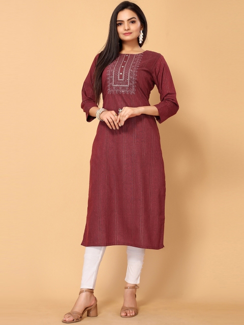 all about you Women Maroon Ethnic Motifs Keyhole Neck Flared Sleeves Thread Work Indie Prints Kurta
all about you Women Maroon Ethnic Motifs Keyhole Neck Flared Sleeves Thread Work Indie Prints Kurta