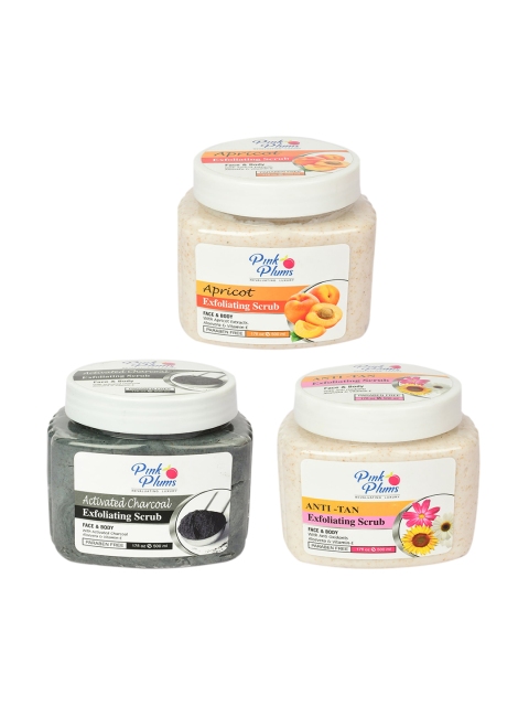 Pink Plums Set Of 3 Charcoal With Apricot & Anti Tan Facial Exfoliating Scrubs, Multi
Pink Plums Set Of 3 Charcoal With Apricot & Anti Tan Facial Exfoliating Scrubs, Multi