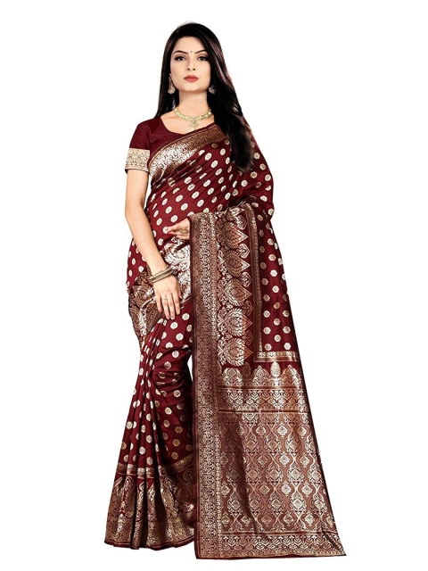 Anjaneya Sarees Maroon & Gold-Toned Woven Design Zari Silk Blend Ready to Wear Banarasi Saree
Anjaneya Sarees Maroon & Gold-Toned Woven Design Zari Silk Blend Ready to Wear Banarasi Saree