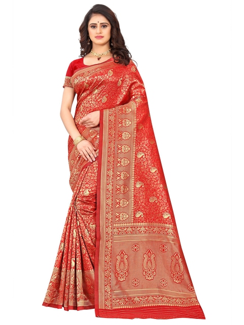Anjaneya Sarees Red & Gold-Toned Woven Design Zari Silk Blend Ready to Wear Banarasi Saree
Anjaneya Sarees Red & Gold-Toned Woven Design Zari Silk Blend Ready to Wear Banarasi Saree
