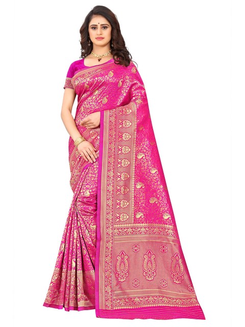 Anjaneya Sarees Pink & Gold-Toned Woven Design Zari Silk Blend Ready to Wear Banarasi Saree
Anjaneya Sarees Pink & Gold-Toned Woven Design Zari Silk Blend Ready to Wear Banarasi Saree