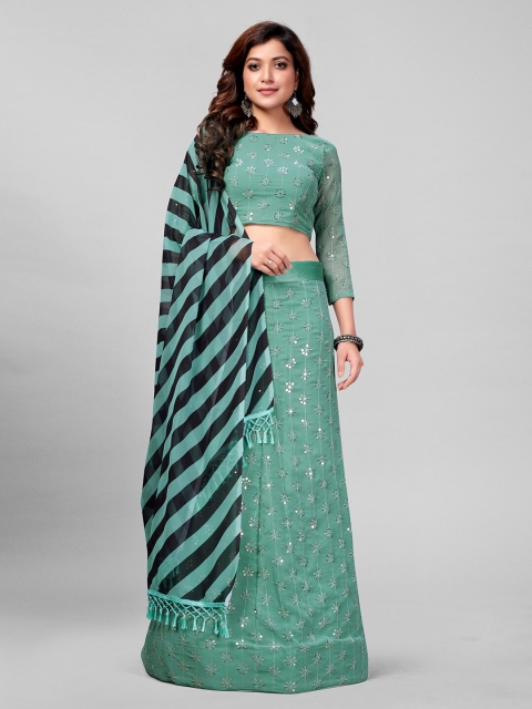 Mitera Green & Black Embroidered Sequinned Semi-Stitched Lehenga & Unstitched Blouse With Dupatta
Mitera Green & Black Embroidered Sequinned Semi-Stitched Lehenga & Unstitched Blouse With Dupatta