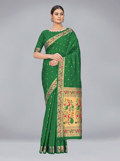 MONJOLIKA FASHION Green & Gold-Toned Woven Design Zari Silk Blend Banarasi Saree
MONJOLIKA FASHION Green & Gold-Toned Woven Design Zari Silk Blend Banarasi Saree