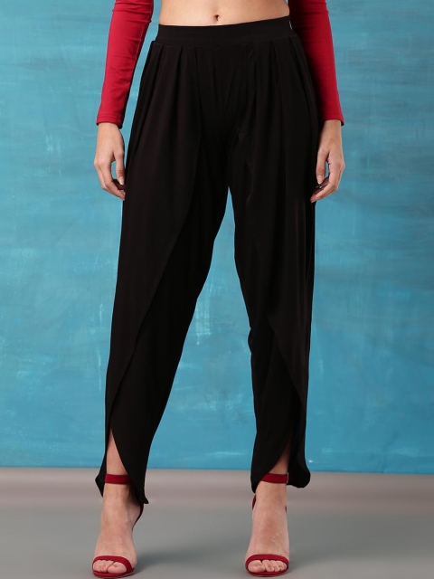Lakshita Women Black Comfort Tapered Fit Trousers