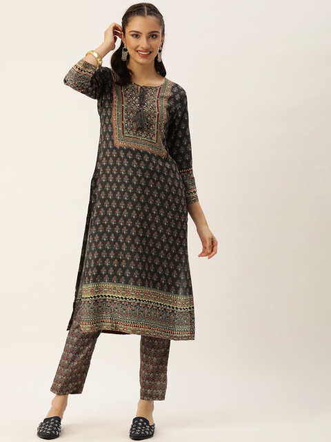 Kay Fashions Women Grey Ethnic Motifs Printed Sequinned Chanderi Cotton Kurta with Trousers
Kay Fashions Women Grey Ethnic Motifs Printed Sequinned Chanderi Cotton Kurta with Trousers