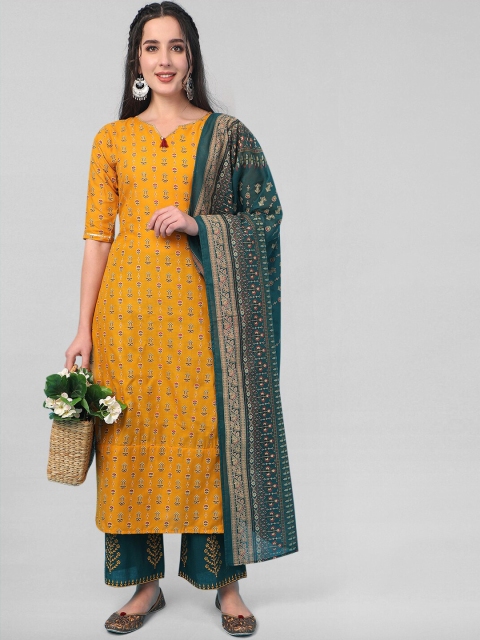 MOKOSH Women Mustard Yellow Printed Panelled Gotta Patti Kurti with Palazzos & With Dupatta
MOKOSH Women Mustard Yellow Printed Panelled Gotta Patti Kurti with Palazzos & With Dupatta