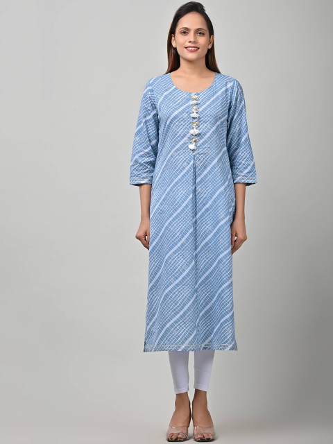 Swasti Women Grey & silver chalice Striped Flared Sleeves Gotta Patti Kurta