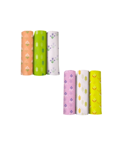 SuperBottoms Pack of 6 Printed Swaddle, Purple