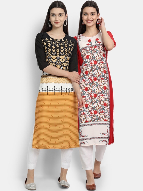 KALINI Women Multicoloured & rattan Floral Printed Keyhole Neck Thread Work Crepe Kurta, Multi
KALINI Women Multicoloured & rattan Floral Printed Keyhole Neck Thread Work Crepe Kurta, Multi