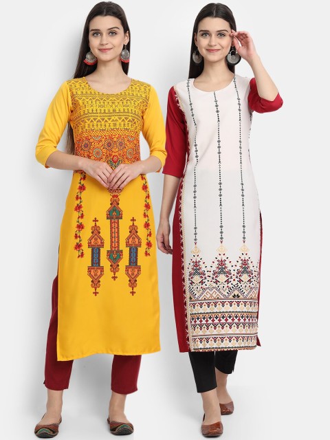 KALINI Women Multicoloured Geometric Printed Cold-Shoulder Sleeves Crepe Kurta, Multi
KALINI Women Multicoloured Geometric Printed Cold-Shoulder Sleeves Crepe Kurta, Multi
