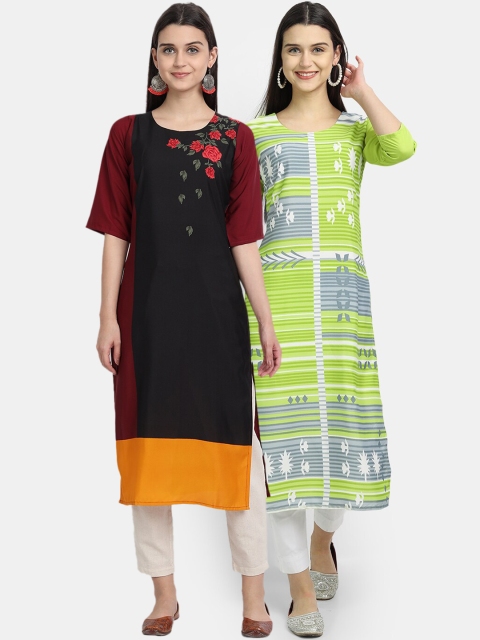 KALINI Women Multicoloured & french middle red purple Ethnic Motifs Printed Flared Sleeves Mirror Work Crepe Kurta, Multi
KALINI Women Multicoloured & french middle red purple Ethnic Motifs Printed Flared Sleeves Mirror Work Crepe Kurta, Multi