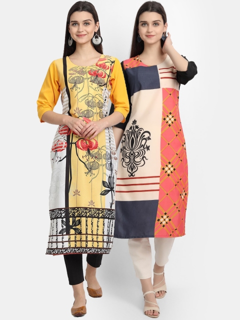 KALINI Women Multicoloured Geometric Printed Flared Sleeves Thread Work Crepe Kurta, Multi
KALINI Women Multicoloured Geometric Printed Flared Sleeves Thread Work Crepe Kurta, Multi