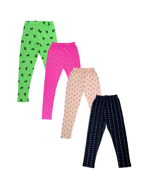 FRENCH KLEIDER Girls Pack Of 4 Printed Cotton Leggings, Black 
FRENCH KLEIDER Girls Pack Of 4 Printed Cotton Leggings, Black