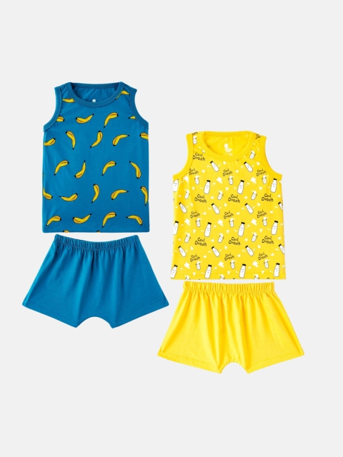 Cuddles for Cubs Set Of 2 Kids Blue & Yellow Printed Pure Cotton T-shirt with Shorts
Cuddles for Cubs Set Of 2 Kids Blue & Yellow Printed Pure Cotton T-shirt with Shorts