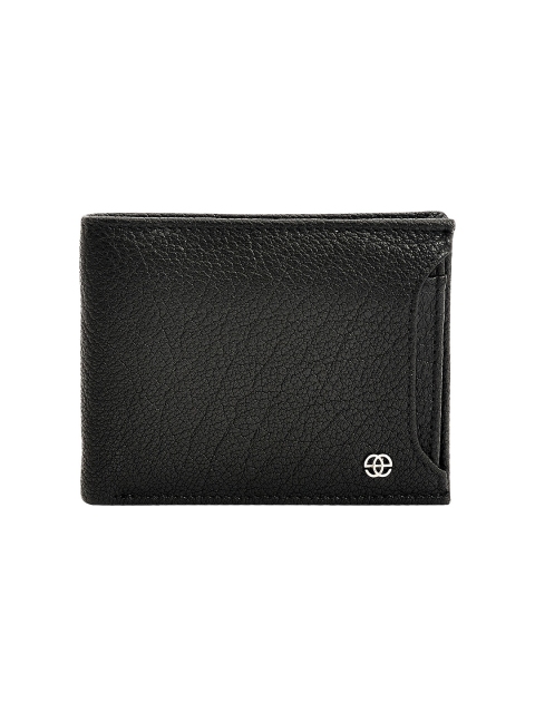 Eske Women Black Textured Leather Two Fold Wallet
