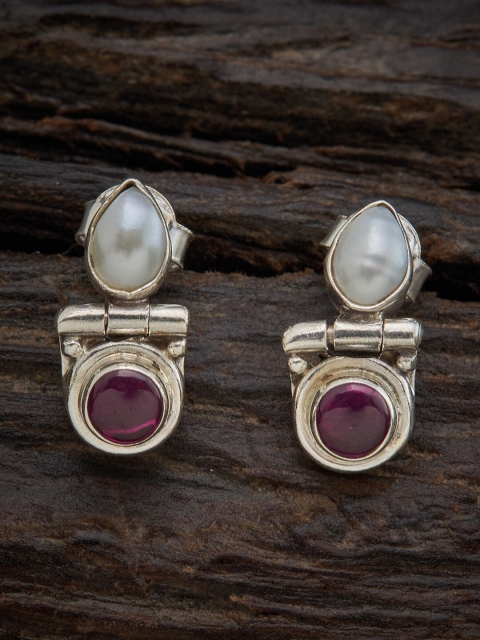 Kushal's Fashion Jewellery Red Teardrop Shaped Drop Earrings