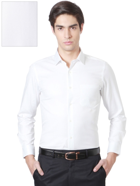 Peter England Men White Slim Fit Solid Formal Shirt