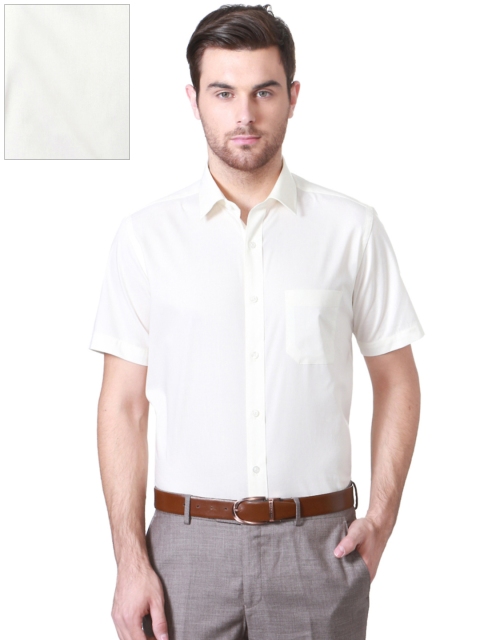 Peter England Men Cream-Coloured Nuvo Fit Solid Formal Shirt