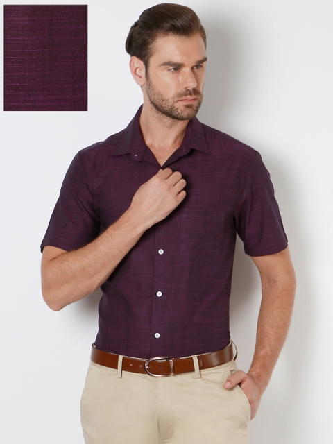 Peter England Men Purple Nuvo Fit Solid Formal Shirt