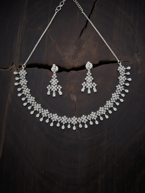 Kushal's Fashion Jewellery Rhodium-Plated White CZ Stone Studded Jewellery Set, Silver
Kushal's Fashion Jewellery Rhodium-Plated White CZ Stone Studded Jewellery Set, Silver