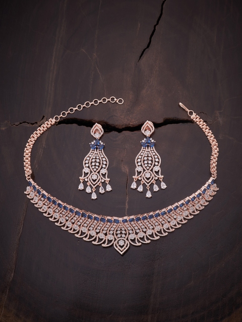 Kushal's Fashion Jewellery Women Rose Gold-Plated Blue CZ-Stone Studded Jewellery Set
Kushal's Fashion Jewellery Women Rose Gold-Plated Blue CZ-Stone Studded Jewellery Set