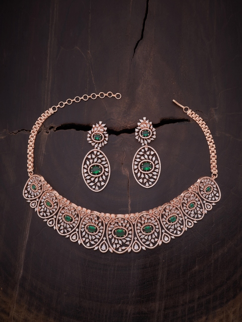 Kushal's Fashion Jewellery Rose-Gold Plated Green Cubic Zirconia Studded Jewellery Set
Kushal's Fashion Jewellery Rose-Gold Plated Green Cubic Zirconia Studded Jewellery Set