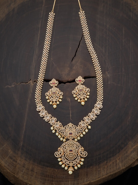 Kushal's Fashion Jewellery Gold-Plated Red Ruby & White CZ Studded & Beaded Jewellery Set
Kushal's Fashion Jewellery Gold-Plated Red Ruby & White CZ Studded & Beaded Jewellery Set
