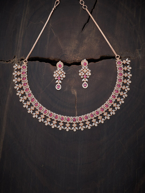 Kushal's Fashion Jewellery Rose Gold-Plated Red & White CZ Studded Jewellery Set
Kushal's Fashion Jewellery Rose Gold-Plated Red & White CZ Studded Jewellery Set