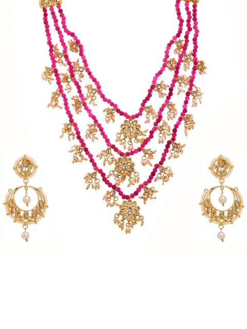 Bamboo Tree Jewels Gold-Plated Pink & White Pink Kundan Studded & Beaded Jewellery Set
Bamboo Tree Jewels Gold-Plated Pink & White Pink Kundan Studded & Beaded Jewellery Set