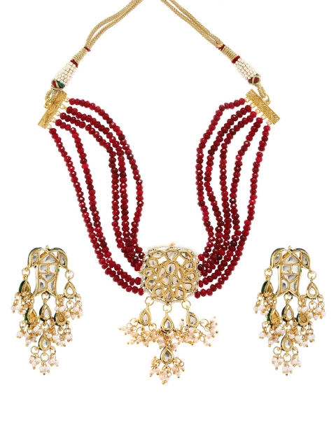 Bamboo Tree Jewels Gold-Toned and Maroon Beads Gold-Plated Kundan Necklace & Earrings Set
Bamboo Tree Jewels Gold-Toned and Maroon Beads Gold-Plated Kundan Necklace & Earrings Set