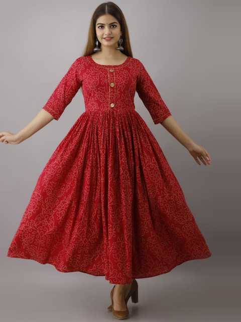 KIMAYRA Women Red Ethnic Motifs Yoke Design Flared Sleeves Gotta Patti Anarkali Kurta
KIMAYRA Women Red Ethnic Motifs Yoke Design Flared Sleeves Gotta Patti Anarkali Kurta