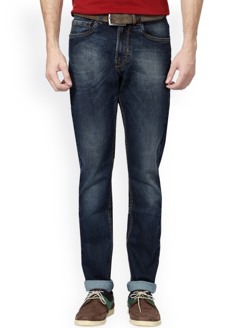 Peter England Men Blue Tapered Fit Mid-Rise Clean Look Jeans