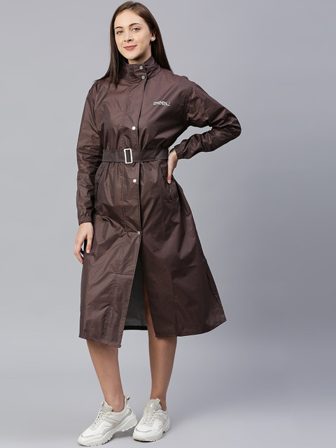Zeel Women Brown Solid Hooded Rain Jacket 
Zeel Women Brown Solid Hooded Rain Jacket