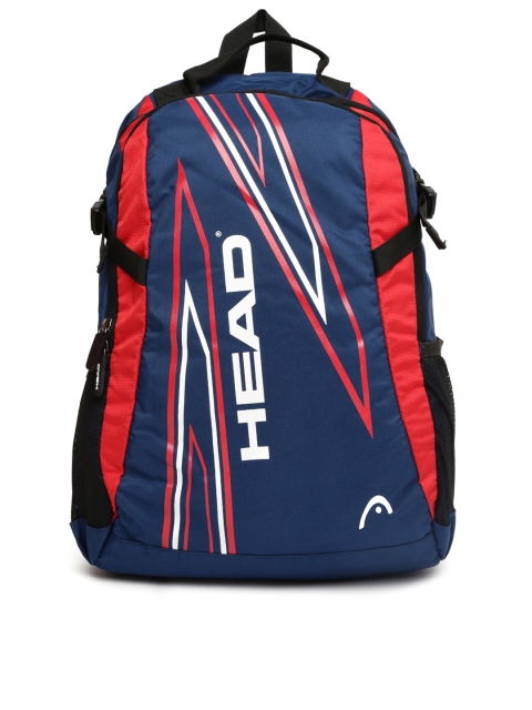 Head Unisex Navy Blue & Red Brand Logo Backpack