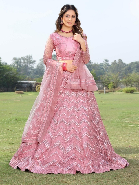 ASPORA Pink & Silver-Toned Embroidered Semi-Stitched Lehenga & Unstitched Blouse With Dupatta
ASPORA Pink & Silver-Toned Embroidered Semi-Stitched Lehenga & Unstitched Blouse With Dupatta