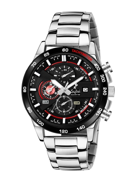 Sylvi Men Blue Printed Dial & Silver Toned Stainless Steel Bracelet Style Straps Analogue Chronograph Watch, Red
Sylvi Men Blue Printed Dial & Silver Toned Stainless Steel Bracelet Style Straps Analogue Chronograph Watch, Red
