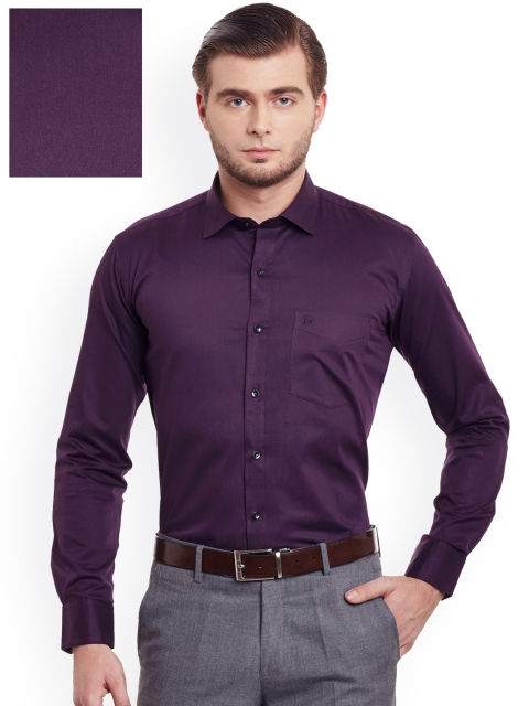 DENNISON Men Purple Comfort Regular Fit Solid Formal Shirt