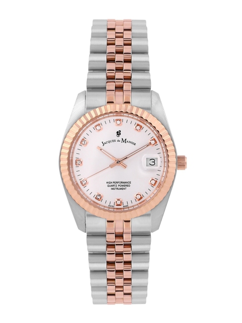 JACQUES du MANOIR Women White Brass CZ Dial & Silver Toned Stainless Steel Bracelet Watch
JACQUES du MANOIR Women White Brass CZ Dial & Silver Toned Stainless Steel Bracelet Watch