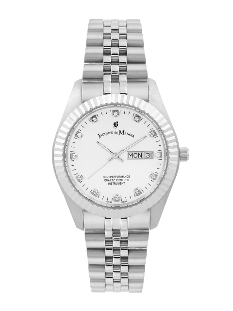 JACQUES du MANOIR Men Silver-Toned Brass Embellished Dial & Silver Toned Stainless Steel Bracelet Style Watch, White
JACQUES du MANOIR Men Silver-Toned Brass Embellished Dial & Silver Toned Stainless Steel Bracelet Style Watch, White