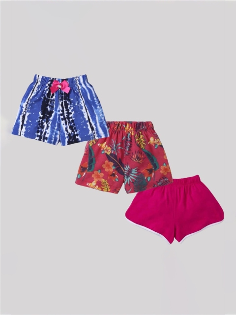 CrayonFlakes Girls Multicoloured Floral Printed Shorts, Multi